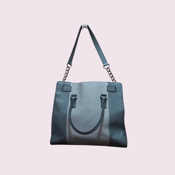 Michael Kors Hamilton Two Tone Leather Satchel Purse - Picture 8 of 12